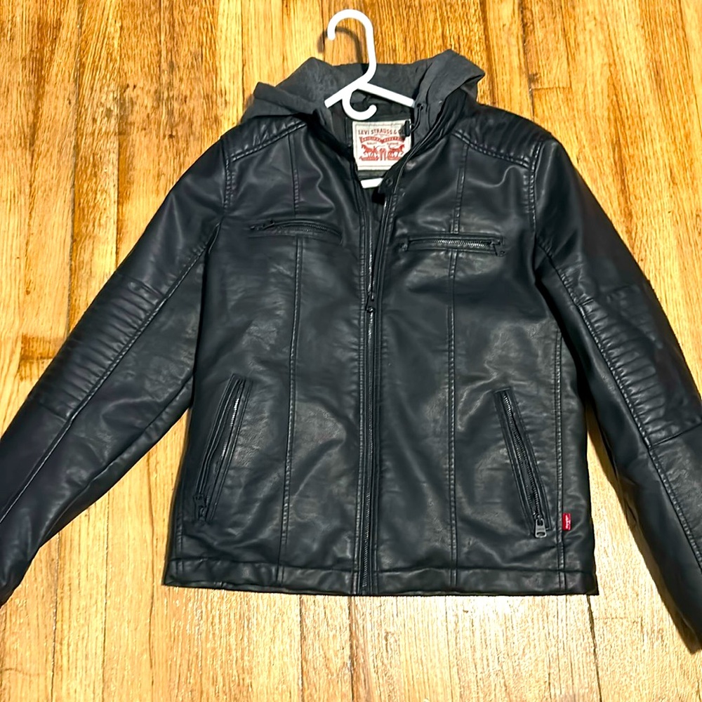 COPY - Men’s vintage Levi Strauss leather jacket with cotton hood (Small)